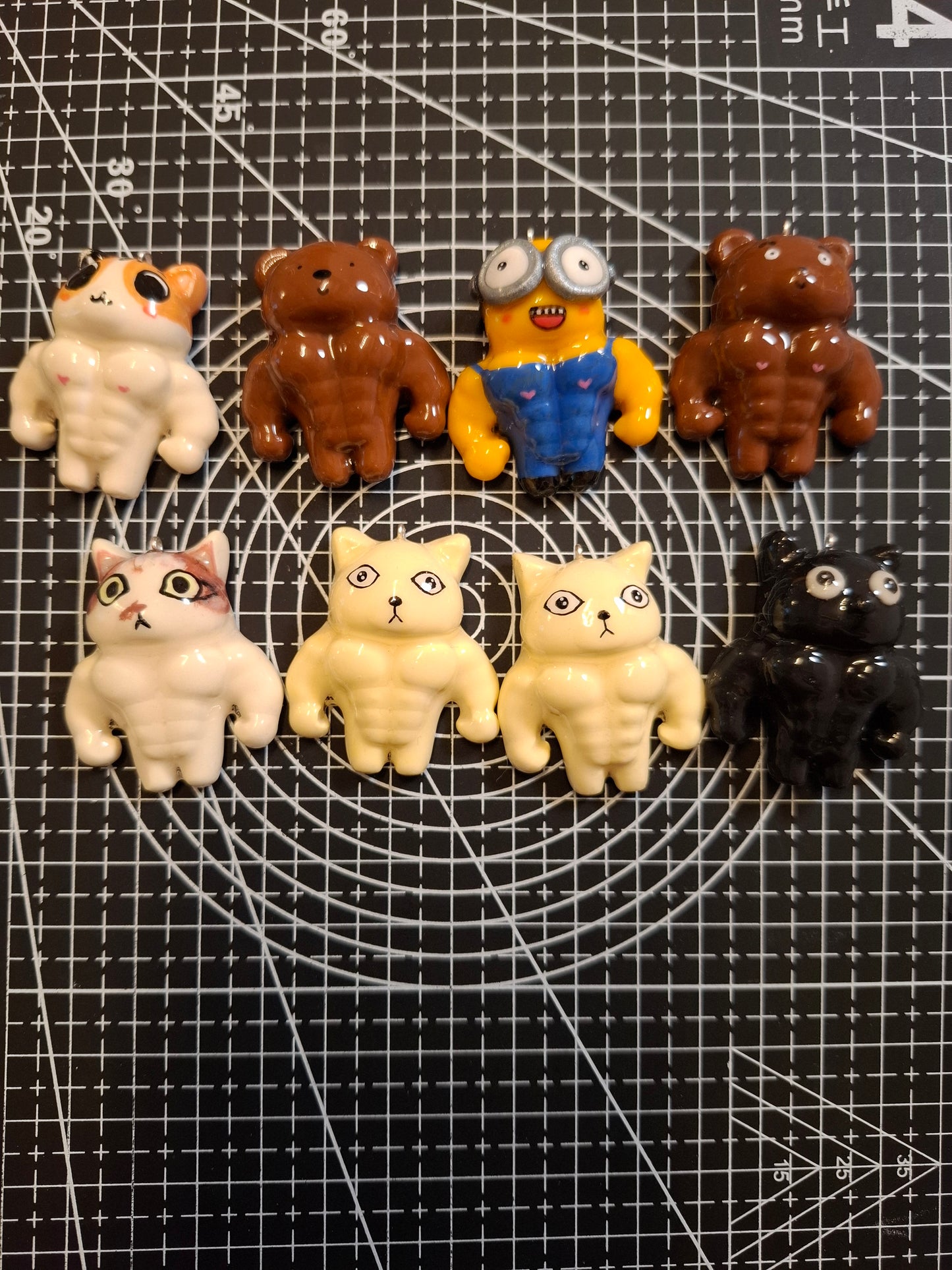 Muscular handmade polymer keychain