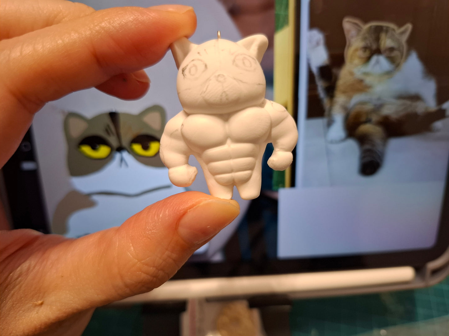 Muscular handmade polymer keychain