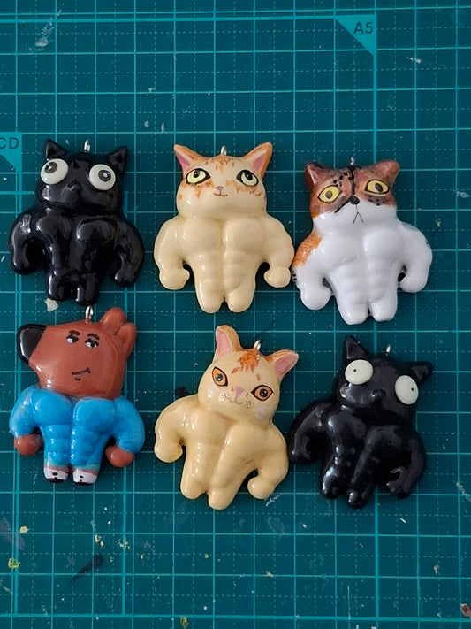 Muscular handmade polymer keychain