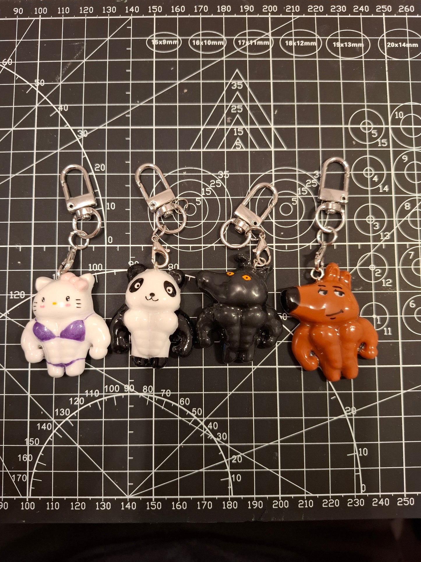 Muscular handmade polymer keychain